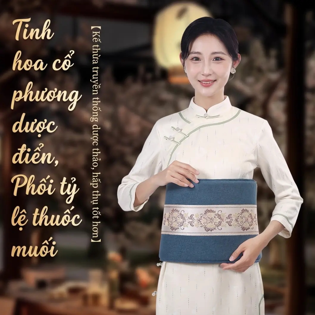 1 Đai Chườm Nóng Muối Biển Kết Hợp Moxibustion – Đai Muối Thô Kéo Dài Đa Năng