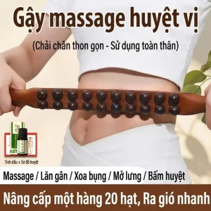 Gậy Massage Gỗ Đàn Hương 2 Hàng 20 Bi – Dụng Cụ Massage Toàn Thân, Cạo Gió Và Bấm Huyệt Dưỡng Sinh