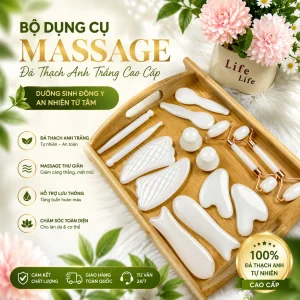 Bộ Đá Thạch Anh Trắng 14 Món Cao Cấp – Massage Mặt, Nâng Cơ, Thư Giãn | Bộ Dụng Cụ Massage Spa Chuyên Nghiệp