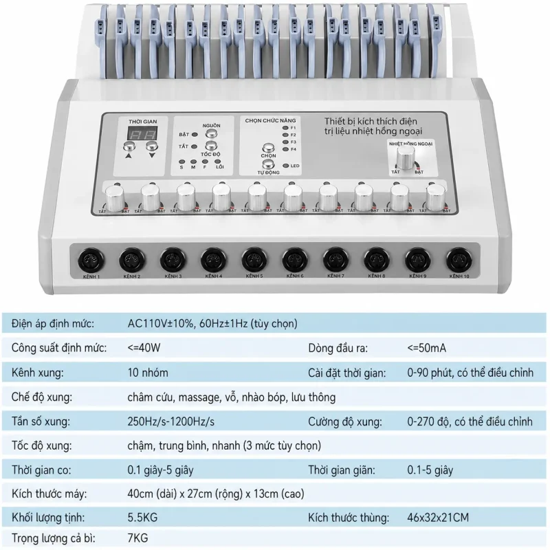 MÁY ĐIỆN XUNG TRUNG TẦN 10 CỔNG CHÍNH HÃNG LOẠI 1