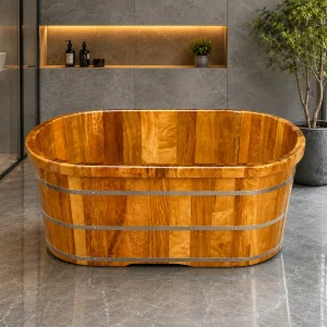 Bồn Tắm Oval Gỗ PơMu