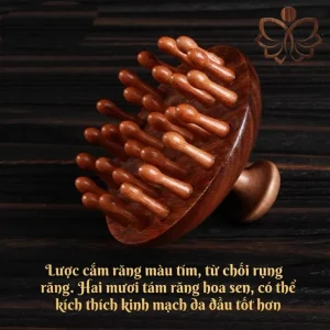 Lược tròn bằng gỗ đàn hương vàng có 28 gai