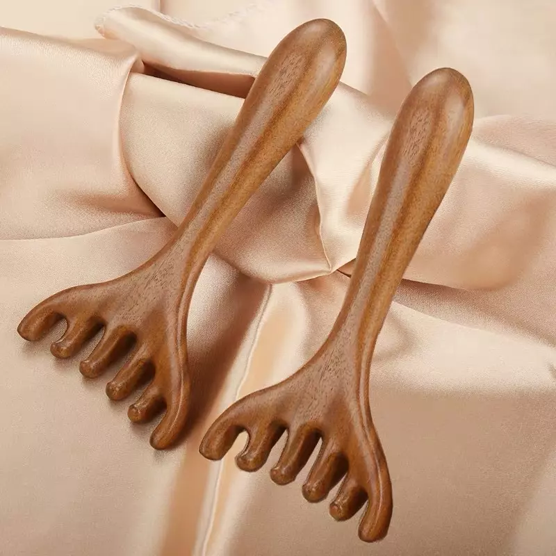 2 Lược Massage Kinh Lạc 6 Ngón Gỗ Đàn Hương Vàng