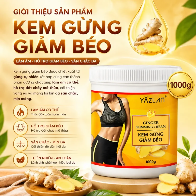 Kem Gừng Giảm Béo Massage Cao Cấp 1000g – Hỗ Trợ Massage Săn Chắc Cơ Thể, Thư Giãn Cơ Bắp