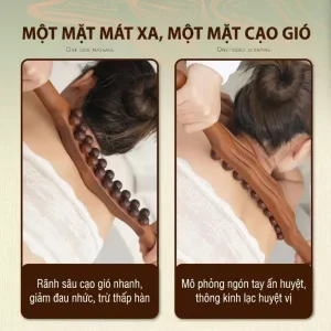 Gậy Massage Gỗ Đàn Hương 2 Hàng 20 Bi – Dụng Cụ Massage Toàn Thân, Cạo Gió Và Bấm Huyệt Dưỡng Sinh