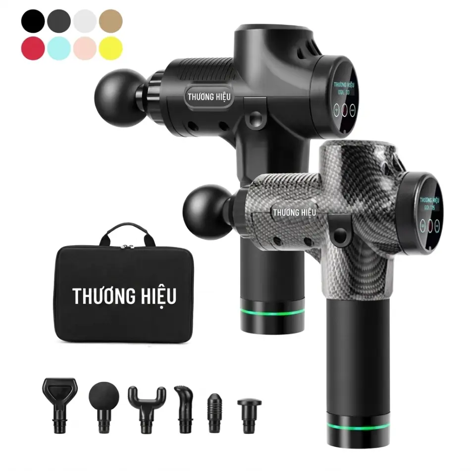 3 Súng Massage Gun Cầm Tay 30 Cấp Độ – 6 Đầu Massage Đa Năng
