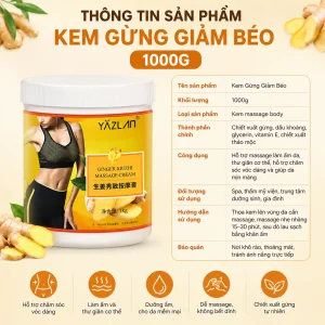 Kem Gừng Giảm Béo Massage Cao Cấp 1000g – Hỗ Trợ Massage Săn Chắc Cơ Thể, Thư Giãn Cơ Bắp
