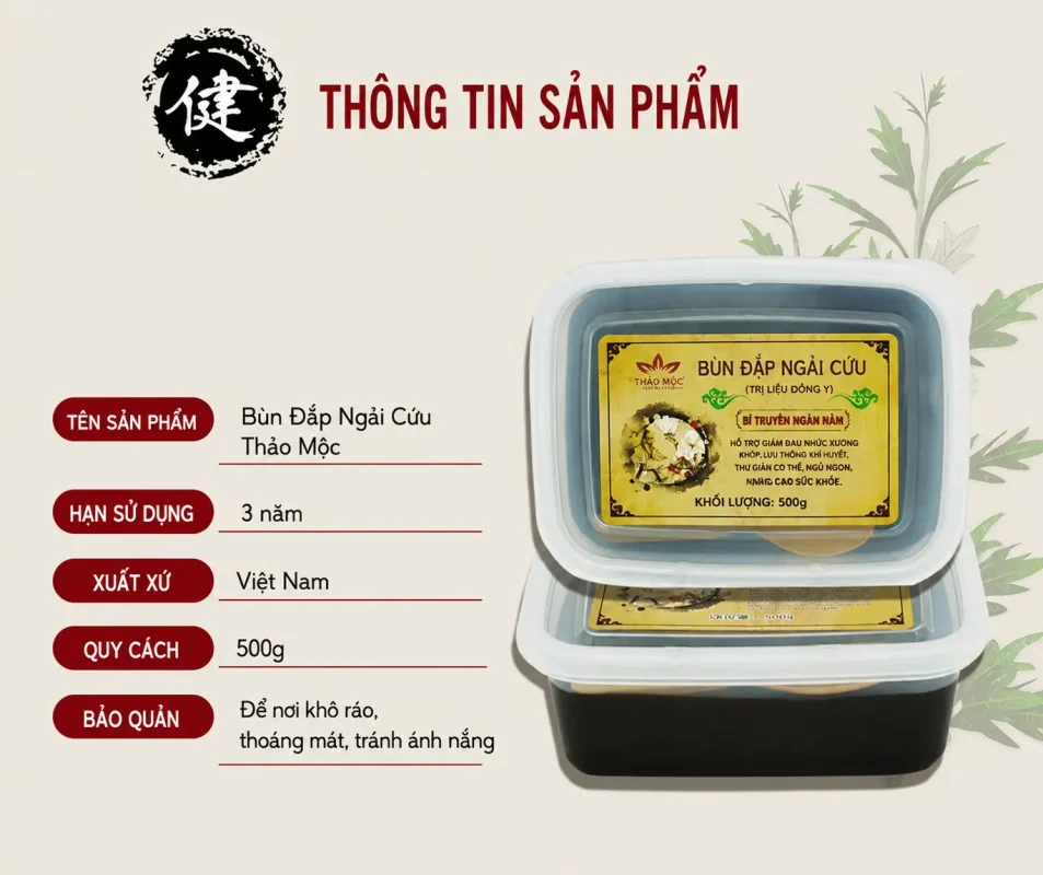 Bùn Đắp Ngải Cứu Trị Liệu 1000g – Bùn Thảo Dược Hỗ Trợ Làm Ấm Cơ Thể, Massage Dưỡng Sinh Chuẩn Spa