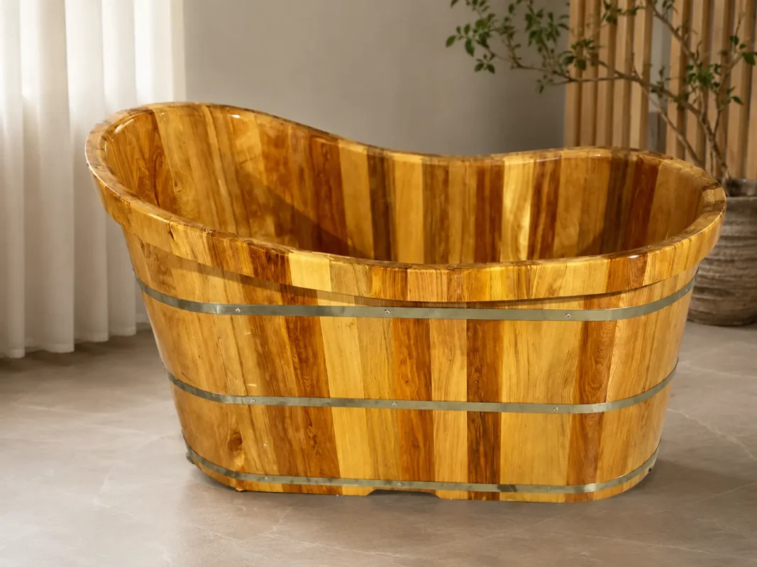 Bồn Tắm Gỗ PơMu Oval Dáng Thuyền