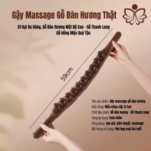 Gậy Massage Gỗ Đàn Hương 3 Hàng 31 Bi