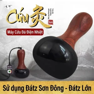 Máy Massage Đá Nóng Điện Đá Biếm Tự Nhiên Cao Cấp – Tay Cầm Kiểu Con Dấu (Chày Xoáy), Bảo Hành 12 Tháng