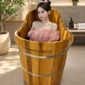 Bồn Tắm Gỗ PơMu Oval Dáng Thuyền