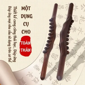 Gậy Massage Gỗ Đàn Hương 2 Hàng 20 Bi – Dụng Cụ Massage Toàn Thân, Cạo Gió Và Bấm Huyệt Dưỡng Sinh