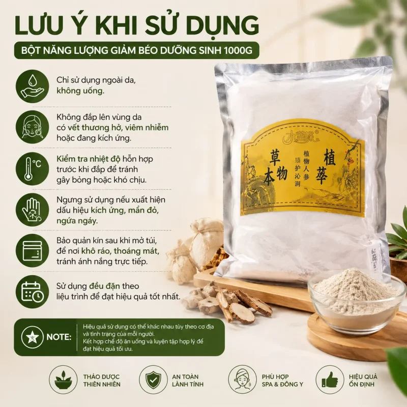 Bột Năng Lượng Giảm Béo Dưỡng Sinh 1000g | Bột Đắp Thảo Dược Body Trị Liệu Dùng Trong Spa Đông Y