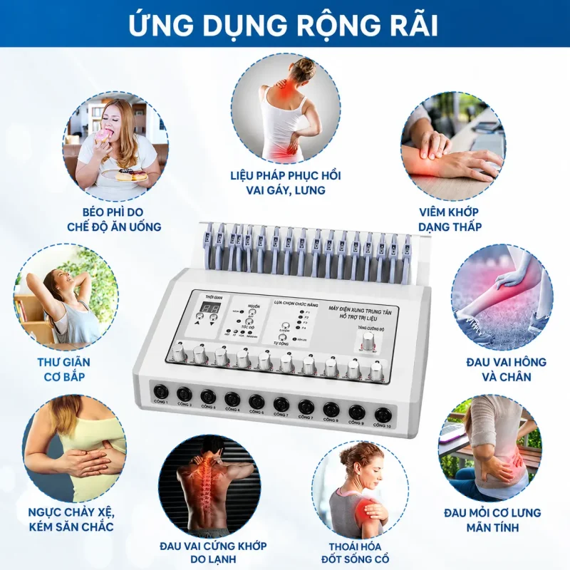 MÁY ĐIỆN XUNG TRUNG TẦN 10 CỔNG CHÍNH HÃNG LOẠI 1