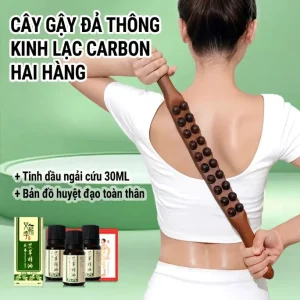 Gậy Massage Gỗ Đàn Hương 2 Hàng 20 Bi – Dụng Cụ Massage Toàn Thân, Cạo Gió Và Bấm Huyệt Dưỡng Sinh
