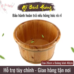 Chậu Ngâm Chân Gỗ Bách Xanh Cao Cấp – Thùng Ngâm Chân Gỗ Tự Nhiên Giữ Nhiệt Tốt Cho Spa & Gia Đình