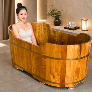 Bồn Tắm Oval Gỗ PơMu