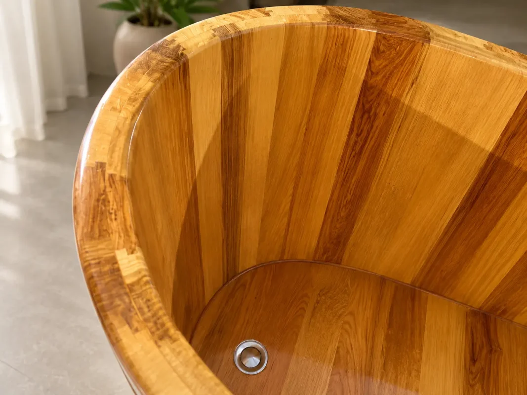 Bồn Tắm Gỗ PơMu Oval Dáng Thuyền