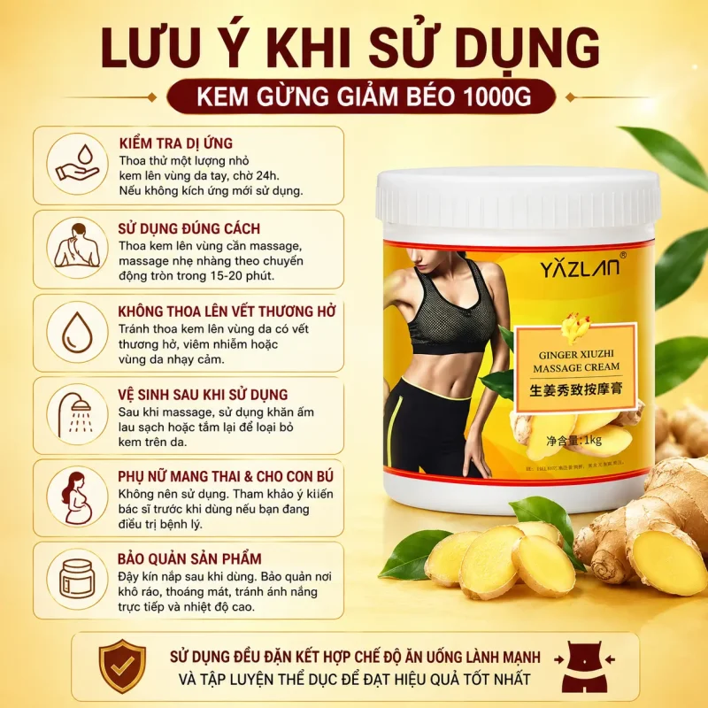 Kem Gừng Giảm Béo Massage Cao Cấp 1000g – Hỗ Trợ Massage Săn Chắc Cơ Thể, Thư Giãn Cơ Bắp