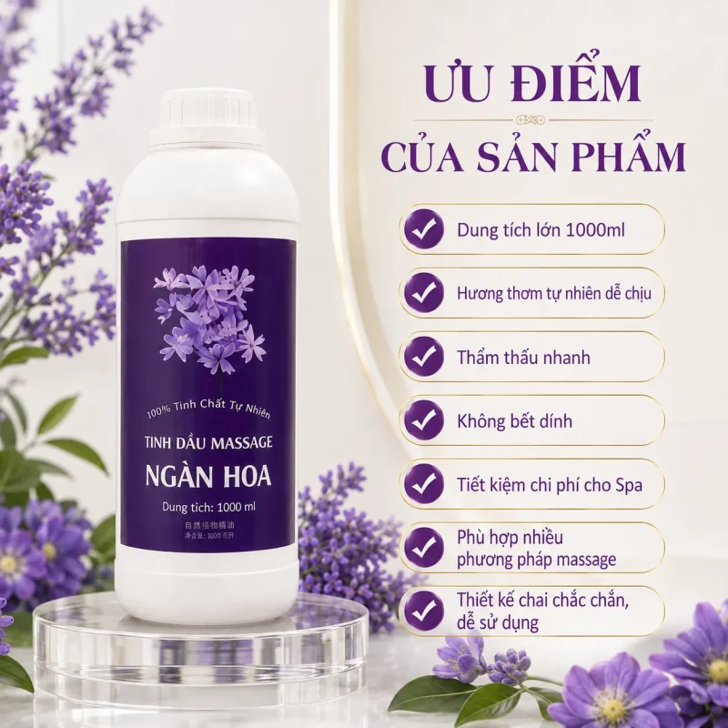 Tinh Dầu Massage Hương Ngàn Hoa Cao Cấp 1000ml – Dầu Massage Body Thư Giãn, Hương Thơm Tự Nhiên Cho Spa