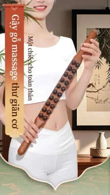 Gậy Massage Gỗ Đàn Hương 2 Hàng 20 Bi