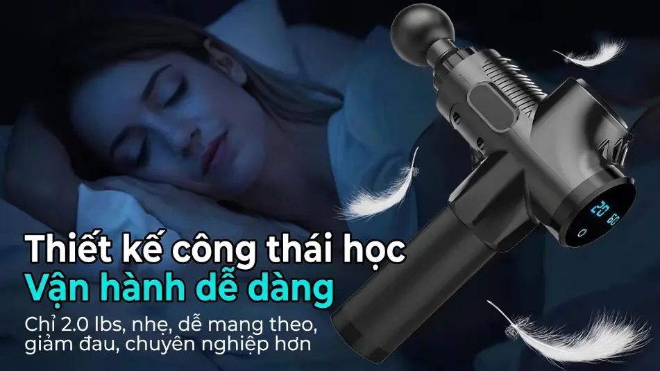 Súng Massage Gun Cầm Tay 30 Cấp Độ – 6 Đầu Massage Đa Năng