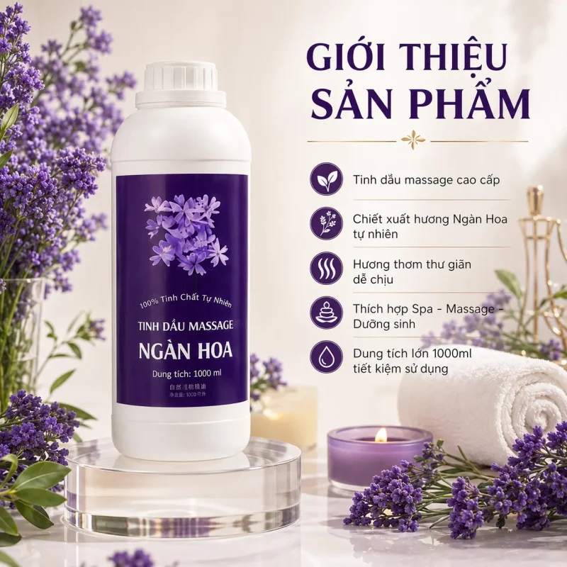 Tinh Dầu Massage Hương Ngàn Hoa Cao Cấp 1000ml – Dầu Massage Body Thư Giãn, Hương Thơm Tự Nhiên Cho Spa