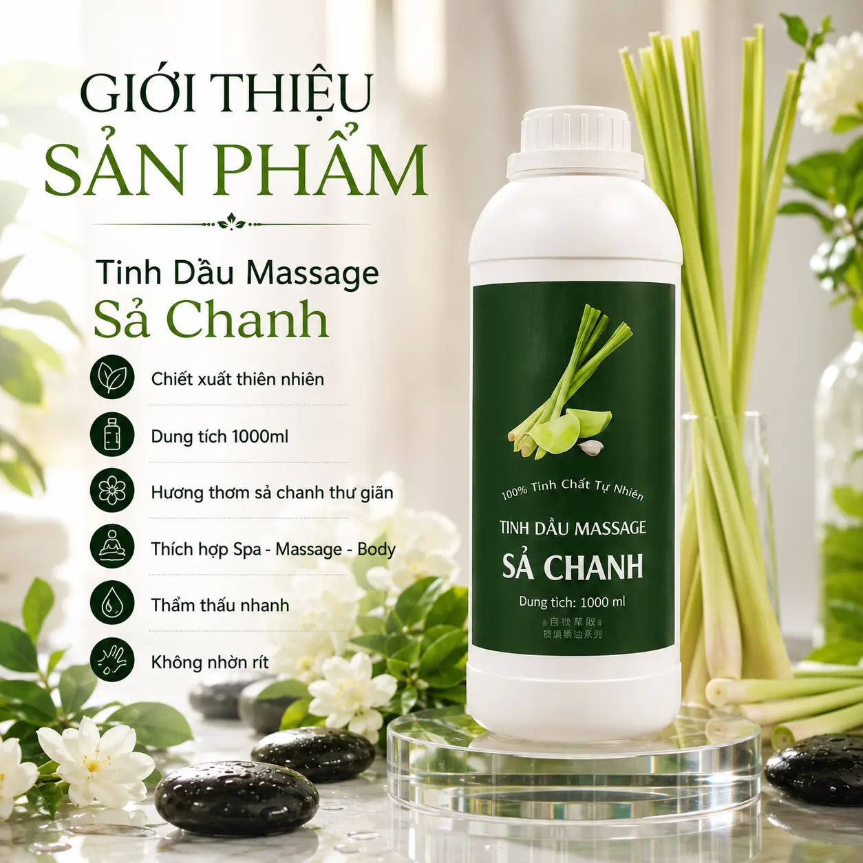 a1 Tinh Dầu Massage Hương Sả Chanh Cao Cấp 1000ml
