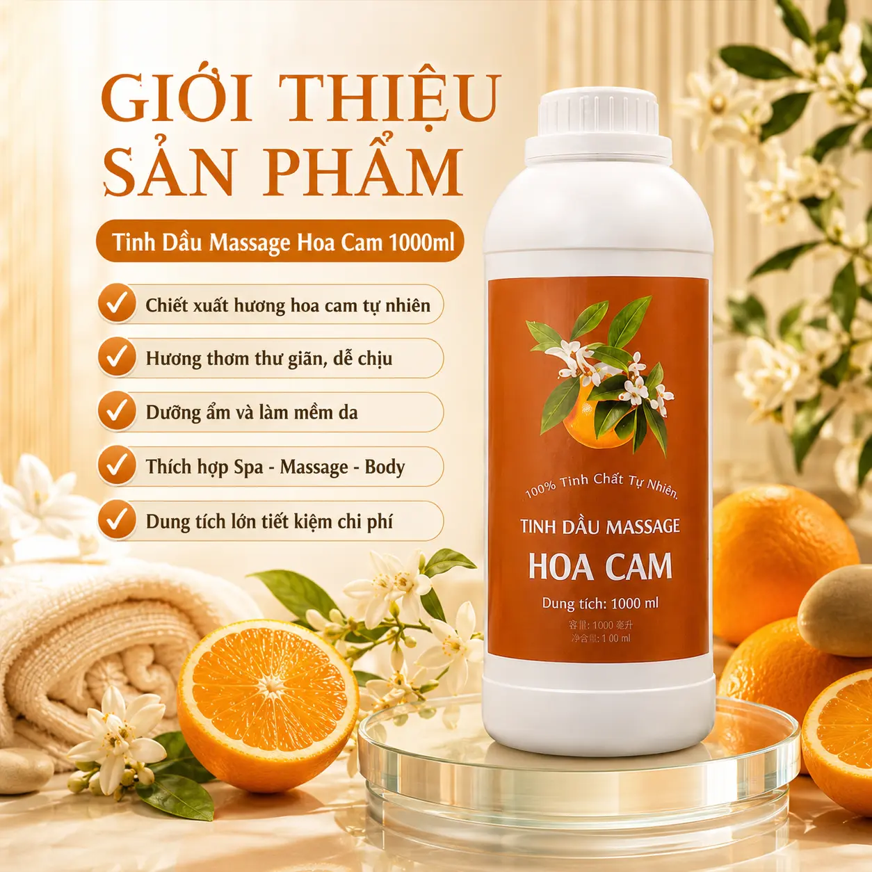 a1 Tinh Dầu Massage Hương Hoa Cam Cao Cấp 1000ml