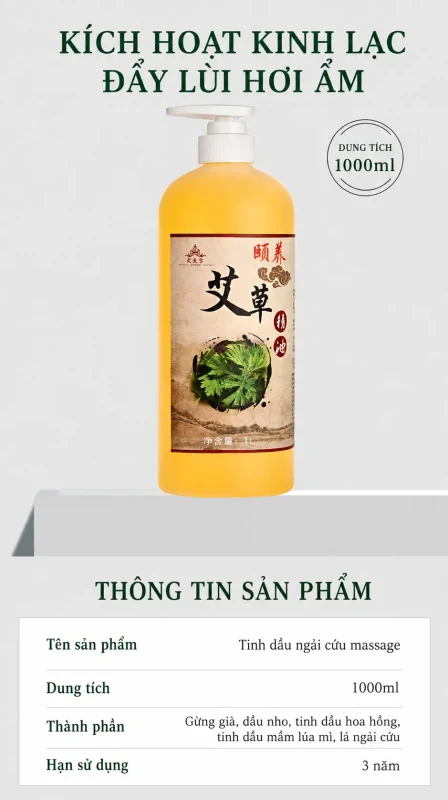 Tinh Dầu Ngải Cứu Trị Liệu Cao Cấp 1000ml – Làm Ấm Cơ Thể, Thư Giãn Cơ Bắp, Hỗ Trợ Massage Dưỡng Sinh