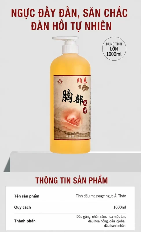 Tinh Dầu Chăm Sóc Ngực Cao Cấp 1000ml – Hỗ Trợ Massage Săn Chắc, Dưỡng Ẩm Và Chăm Sóc Vùng Ngực
