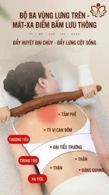 Gậy Massage Gỗ Đàn Hương 3 Hàng 31 Bi