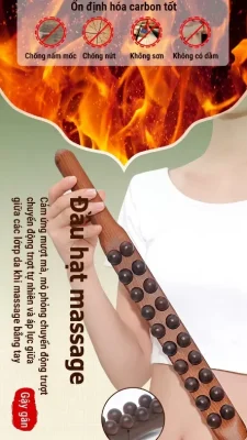 Gậy Massage Gỗ Đàn Hương 2 Hàng 20 Bi