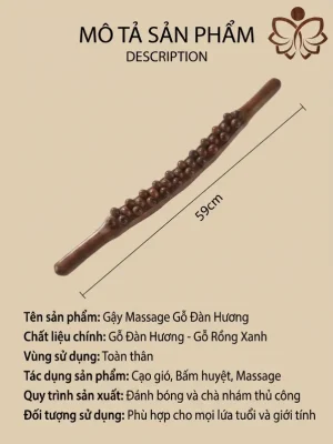 Gậy Massage Gỗ Đàn Hương 3 Hàng 31 Bi