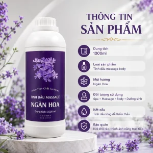 Tinh Dầu Massage Hương Ngàn Hoa Cao Cấp 1000ml – Dầu Massage Body Thư Giãn, Hương Thơm Tự Nhiên Cho Spa