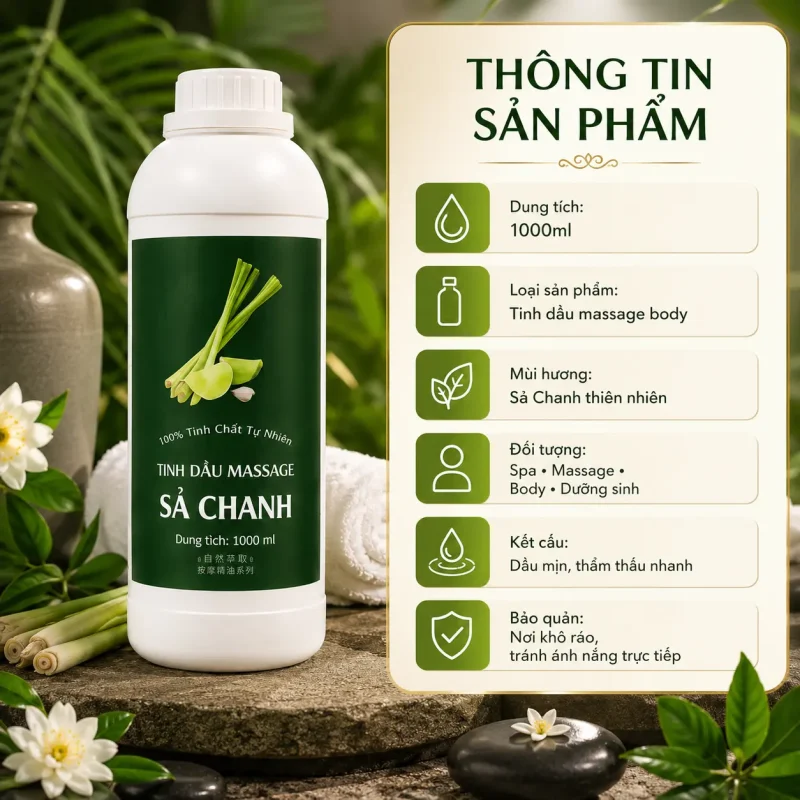 Tinh Dầu Massage Hương Sả Chanh Cao Cấp 1000ml