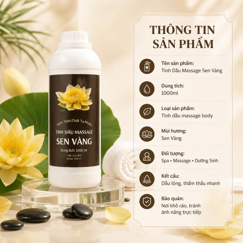 Tinh Dầu Massage Hương Hoa Sen Vàng Cao Cấp 1000ml