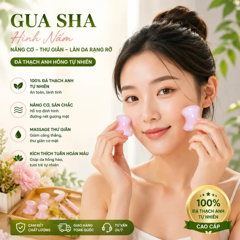 Bộ Đá Thạch Anh Hồng 14 Món Cao Cấp – Massage Mặt, Nâng Cơ, Thư Giãn | Dụng Cụ Massage Spa Chuyên Nghiệp