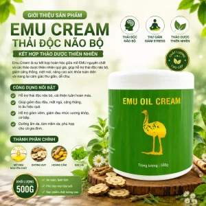 Kem Emu Cream Thải Độc Não Bộ 500g – Kem Massage Emu Oil Hỗ Trợ Thư Giãn, Làm Ấm Cơ Thể Và Chăm Sóc Vùng Đầu, Vai Gáy