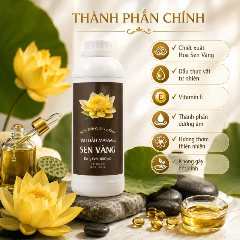 Tinh Dầu Massage Hương Hoa Sen Vàng Cao Cấp 1000ml