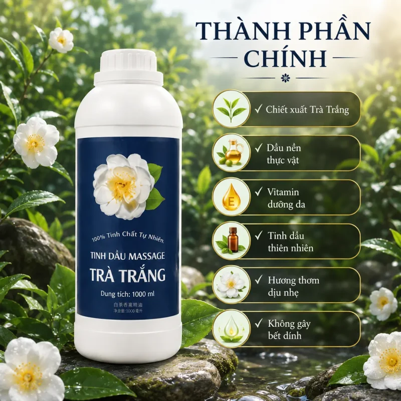 Tinh Dầu Massage Hương Hoa Trà Trắng Cao Cấp 1000ml – Dầu Massage Body Thư Giãn, Dưỡng Ẩm Da Cho Spa