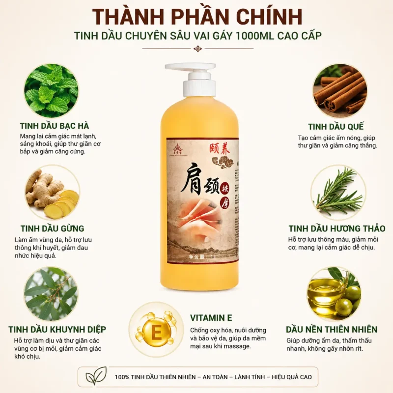 Tinh Dầu Chuyên Sâu Vai Gáy 1000ml Cao Cấp