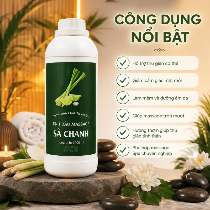 Tinh Dầu Massage Hương Sả Chanh Cao Cấp 1000ml