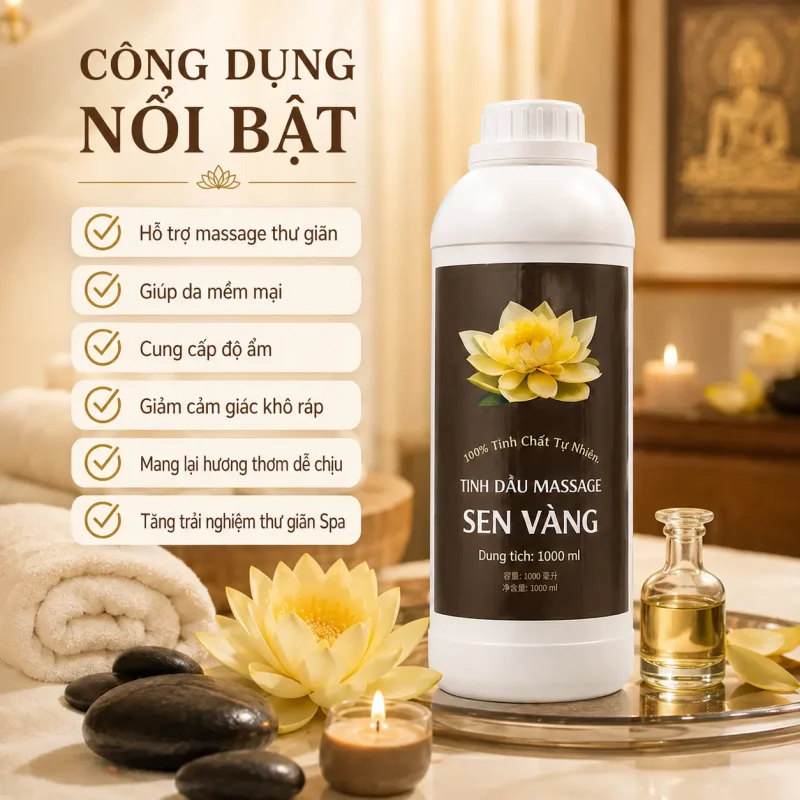 Tinh Dầu Massage Hương Hoa Sen Vàng Cao Cấp 1000ml
