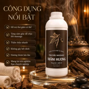 Tinh Dầu Massage Hương Gỗ Trầm Hương Cao Cấp 1000ml – Dầu Massage Body Thư Giãn, Hương Trầm Sang Trọng Cho Spa