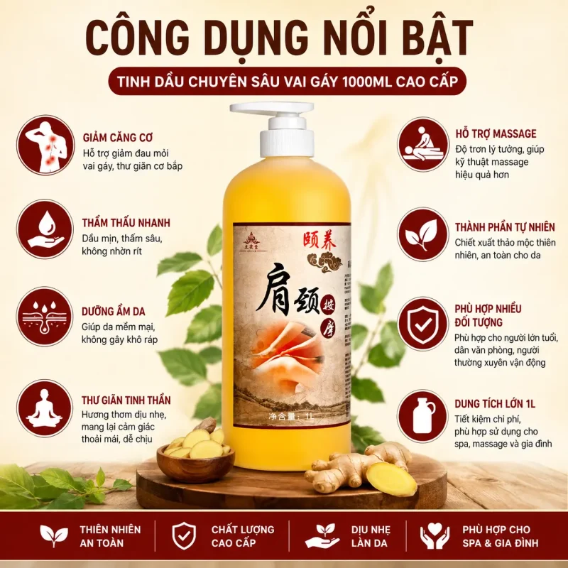 Tinh Dầu Chuyên Sâu Vai Gáy 1000ml Cao Cấp