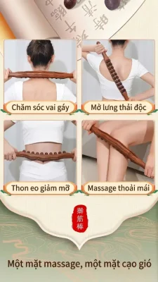 Gậy Massage Gỗ Đàn Hương 2 Hàng 20 Bi