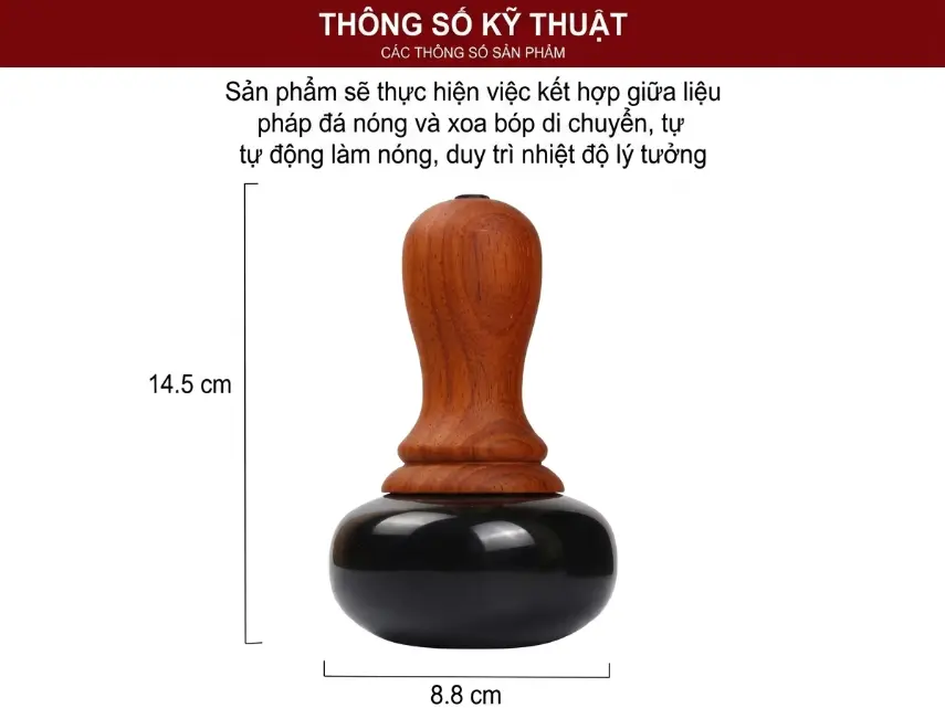 Máy Massage Đá Nóng Điện Đá Biếm Tự Nhiên Cao Cấp – Tay Cầm Kiểu Con Dấu (Chày Xoáy), Bảo Hành 12 Tháng