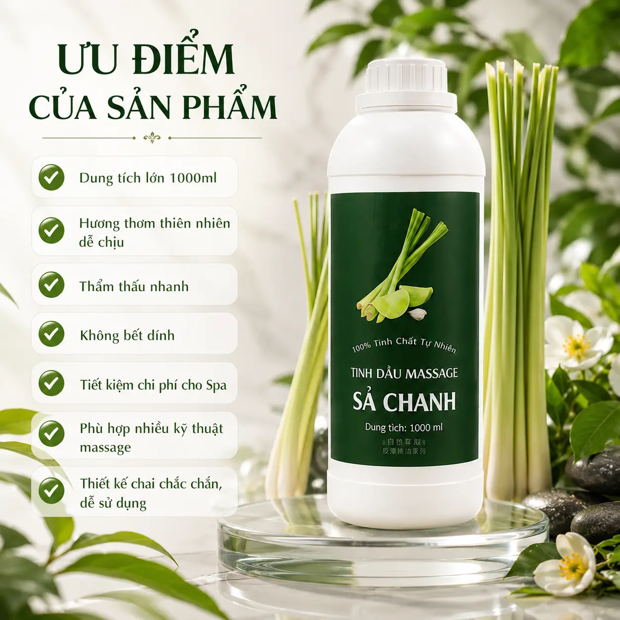 a5 Tinh Dầu Massage Hương Sả Chanh Cao Cấp 1000ml
